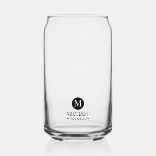 Classic Personalised Groomsmen Monogram and Name Can Glass
