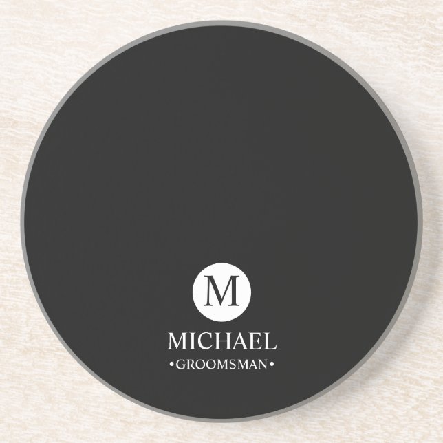 Classic Personalised Groomsmen Monogram and Name Coaster (Front)