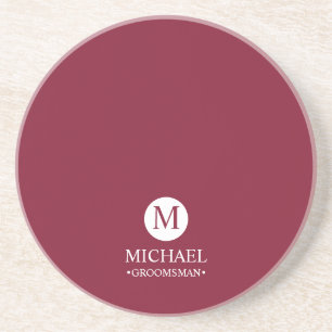 Classic Personalised Groomsmen Monogram and Name Coaster
