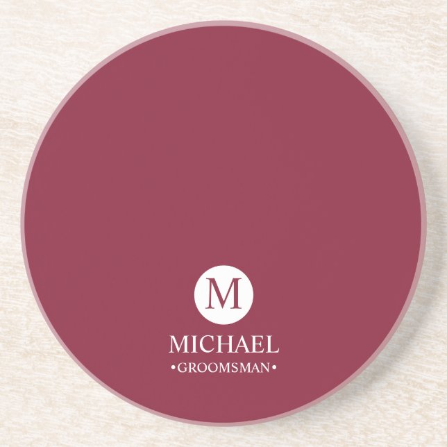 Classic Personalised Groomsmen Monogram and Name Coaster (Front)