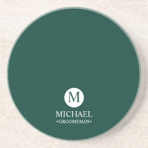 Classic Personalised Groomsmen Monogram and Name Coaster