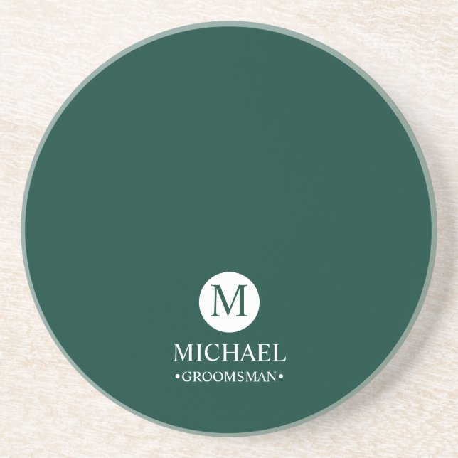 Classic Personalised Groomsmen Monogram and Name Coaster (Front)