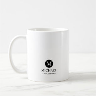 Classic Personalised Groomsmen Monogram and Name Coffee Mug