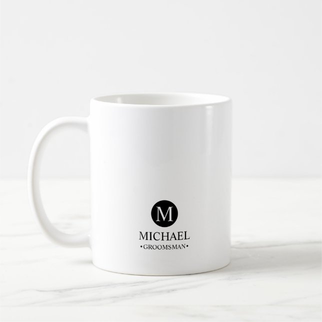 Classic Personalised Groomsmen Monogram and Name Coffee Mug (Left)