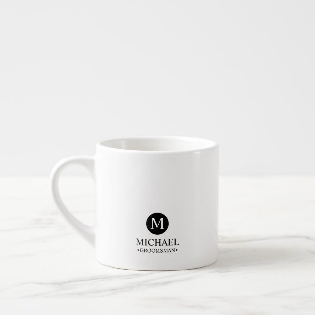 Classic Personalised Groomsmen Monogram and Name Espresso Cup (Left)