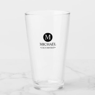 Classic Personalised Groomsmen Monogram and Name Glass