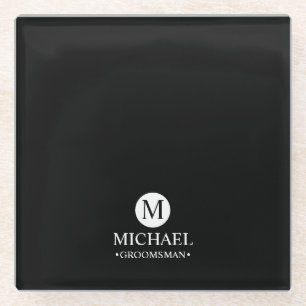 Classic Personalised Groomsmen Monogram and Name Glass Coaster