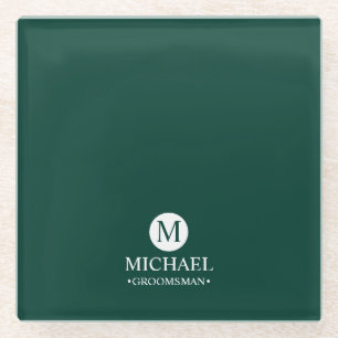 Classic Personalised Groomsmen Monogram and Name Glass Coaster