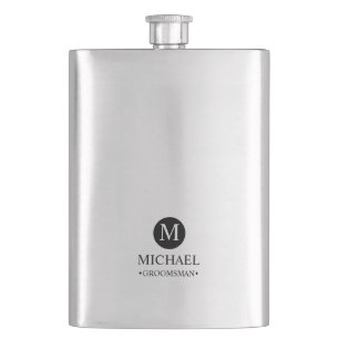 Classic Personalised Groomsmen Monogram and Name Hip Flask