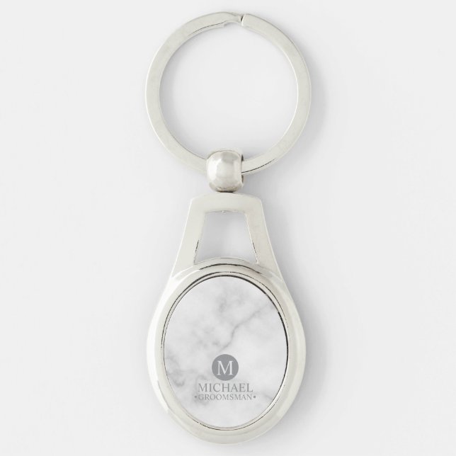 Classic Personalised Groomsmen Monogram and Name Key Ring (Front)