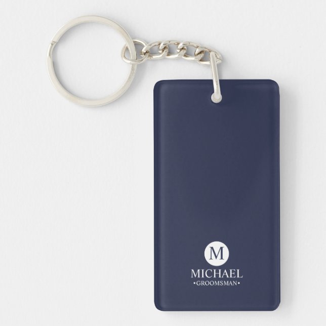 Classic Personalised Groomsmen Monogram and Name Key Ring (Front)