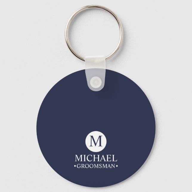 Classic Personalised Groomsmen Monogram and Name Key Ring (Front)
