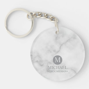 Classic Personalised Groomsmen Monogram and Name Key Ring