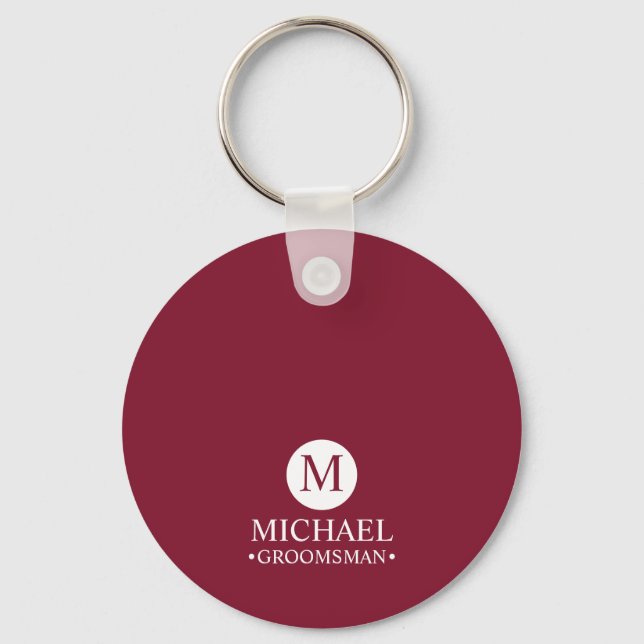 Classic Personalised Groomsmen Monogram and Name Key Ring (Front)