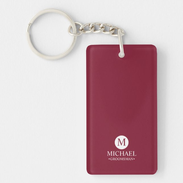 Classic Personalised Groomsmen Monogram and Name Key Ring (Front)