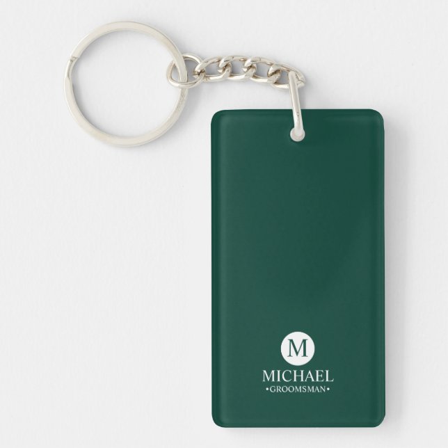 Classic Personalised Groomsmen Monogram and Name Key Ring (Front)