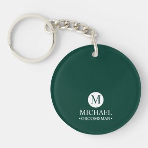 Classic Personalised Groomsmen Monogram and Name Key Ring
