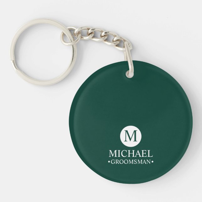 Classic Personalised Groomsmen Monogram and Name Key Ring (Front)