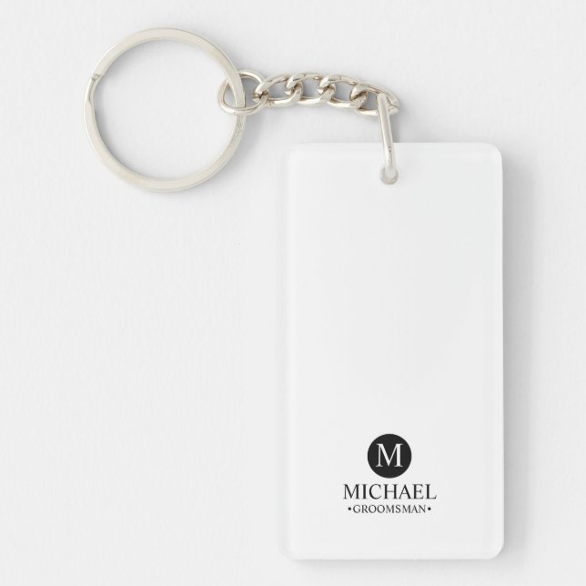 Classic Personalised Groomsmen Monogram and Name Key Ring (Front)