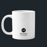 Classic Personalised Groomsmen Monogram and Name Large Coffee Mug<br><div class="desc">Add a personal touch to your wedding with a customised groomsmen gift! This stylish gift features an initial inside a circle. The name and title are written in a classic serif font. A meaningful keepsake, this thoughtful gift is also perfect for your best man, father of the bride, or anyone...</div>