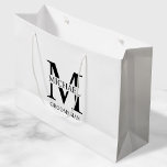 Classic Personalised Groomsmen Monogram and Name Large Gift Bag<br><div class="desc">Classic Personalised Groomsmen Gifts
featuring personalised groomsman's monogram,  name and title in black classic serif font style on white background.

Also perfect for best man,  father of the bride and more.</div>