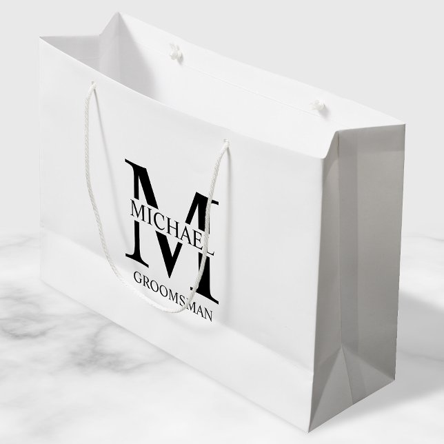Classic Personalised Groomsmen Monogram and Name Large Gift Bag (Creator Uploaded)