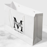 Classic Personalised Groomsmen Monogram and Name Large Gift Bag<br><div class="desc">Classic Personalised Groomsmen Gifts
featuring personalised groomsman's monogram,  name and title in black classic serif font style on white background.

Also perfect for best man,  father of the bride and more.</div>