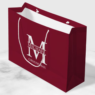 Classic Personalised Groomsmen Monogram and Name Large Gift Bag