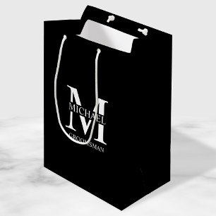 Classic Personalised Groomsmen Monogram and Name Medium Gift Bag