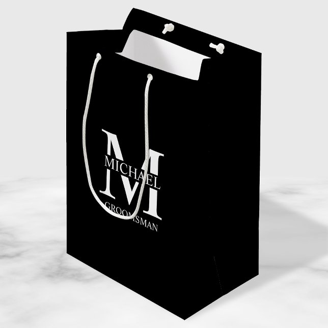 Classic Personalised Groomsmen Monogram and Name Medium Gift Bag (Creator Uploaded)