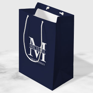 Classic Personalised Groomsmen Monogram and Name Medium Gift Bag