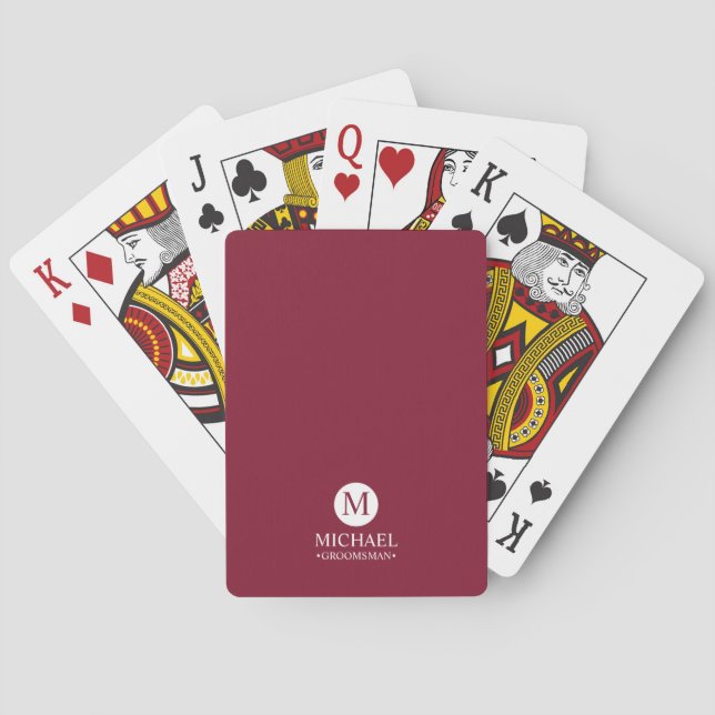 Classic Personalised Groomsmen Monogram and Name Playing Cards (Back)