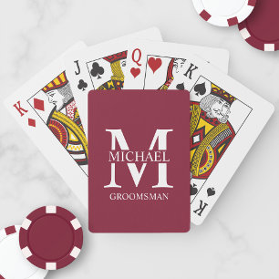 Classic Personalised Groomsmen Monogram and Name Playing Cards