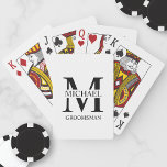 Classic Personalised Groomsmen Monogram and Name Playing Cards<br><div class="desc">Classic Personalised Groomsmen Gifts
featuring personalised groomsman's monogram,  name and title in black classic serif font style on white background.

Also perfect for best man,  father of the bride and more.</div>