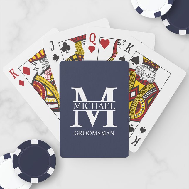 Classic Personalised Groomsmen Monogram and Name Playing Cards (Creator Uploaded)