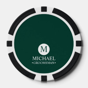 Classic Personalised Groomsmen Monogram and Name Poker Chips