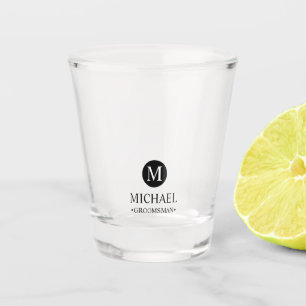 Classic Personalised Groomsmen Monogram and Name Shot Glass