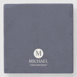 Classic Personalised Groomsmen Monogram and Name Stone Coaster