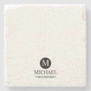 Classic Personalised Groomsmen Monogram and Name Stone Coaster