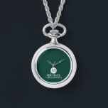Classic Personalised Groomsmen Monogram and Name Watch<br><div class="desc">Add a personal touch to your wedding with a customised groomsmen gift! This stylish gift features an emerald green background with an initial inside a white circle. The name and title are written in a classic white serif font. A meaningful keepsake, this thoughtful gift is also perfect for your best...</div>
