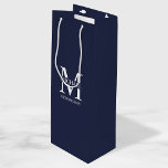 Classic Personalised Groomsmen Monogram and Name Wine Gift Bag<br><div class="desc">Classic Personalised Groomsmen Gifts
featuring personalised groomsman's monogram,  name and title in white classic serif font style on navy blue background.

Also perfect for best man,  father of the bride and more.</div>