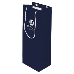 Classic Personalised Groomsmen Monogram and Name Wine Gift Bag