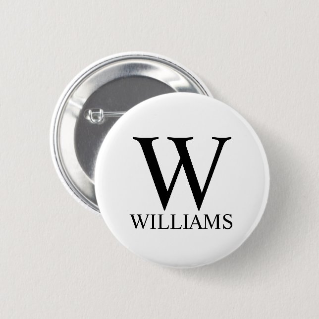 Classic Personalised Monogram and Name 6 Cm Round Badge (Front & Back)