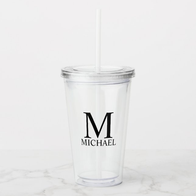 Classic Personalised Monogram and Name Acrylic Tum Acrylic Tumbler (Front)