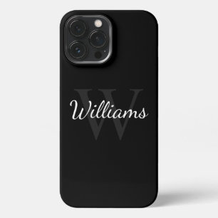 Classic Personalised Monogram and Name Black iPhone 13 Pro Max Case