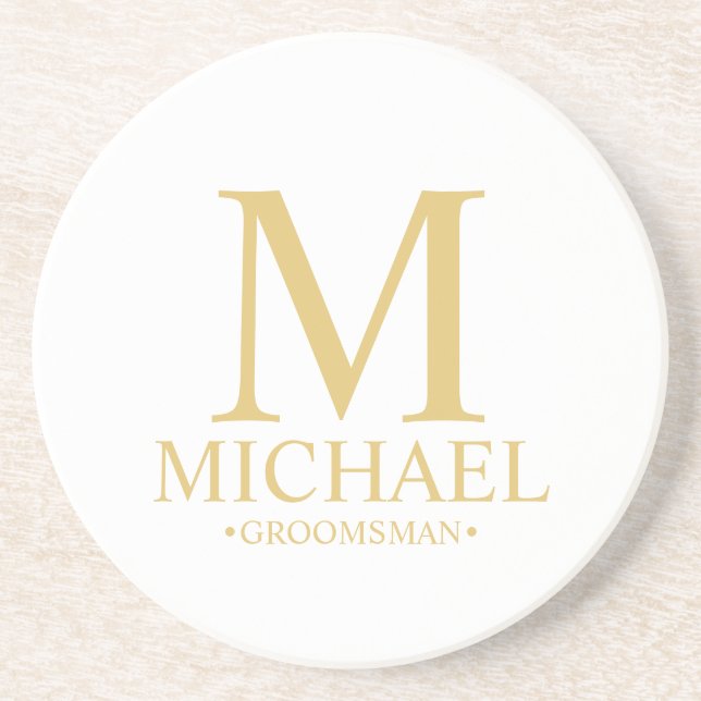 Classic Personalised Monogram and Name Groomsman Coaster (Front)