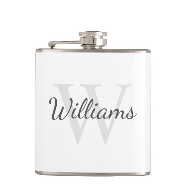 Classic Personalised Monogram and Name Hip Flask (Front)