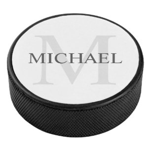 Classic Personalised Monogram and Name Hockey Puck