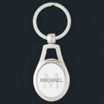 Classic Personalised Monogram and Name Key Ring<br><div class="desc">Personalised Monogram and Name Gift
features personalised name in grey and monogram in light grey as background,  in classic serif font style,  
on white background.

Perfect as holiday gift,  family reunion favours,  thank you gift for groomsmen and gift for any special occasions.</div>