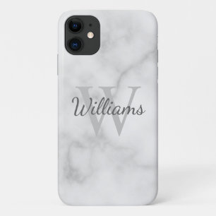 Classic Personalised Monogram and Name Marble Look iPhone 11 Case